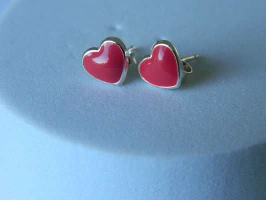 Holly Heart Studs-Hot Pink.