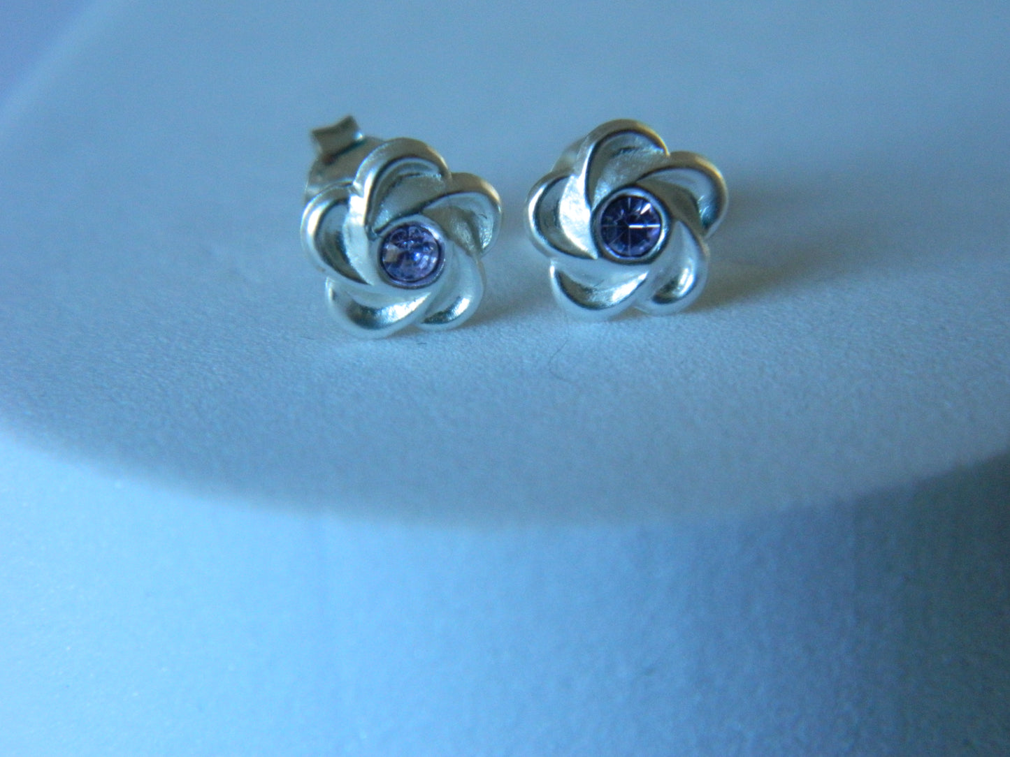 Lilac Crystal Flower Studs.