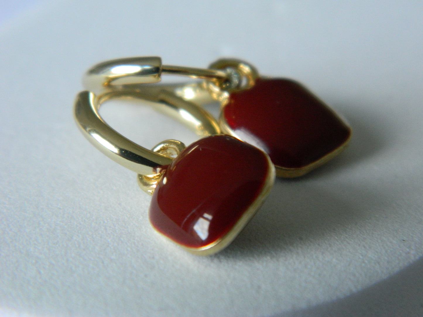 Darcy Deep Red Enamel Hoops.