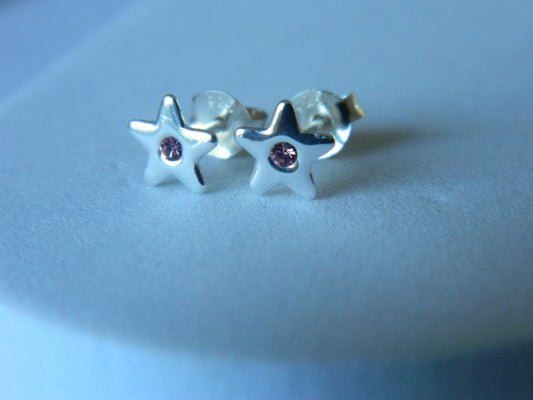 Pink Crystal Star Studs.