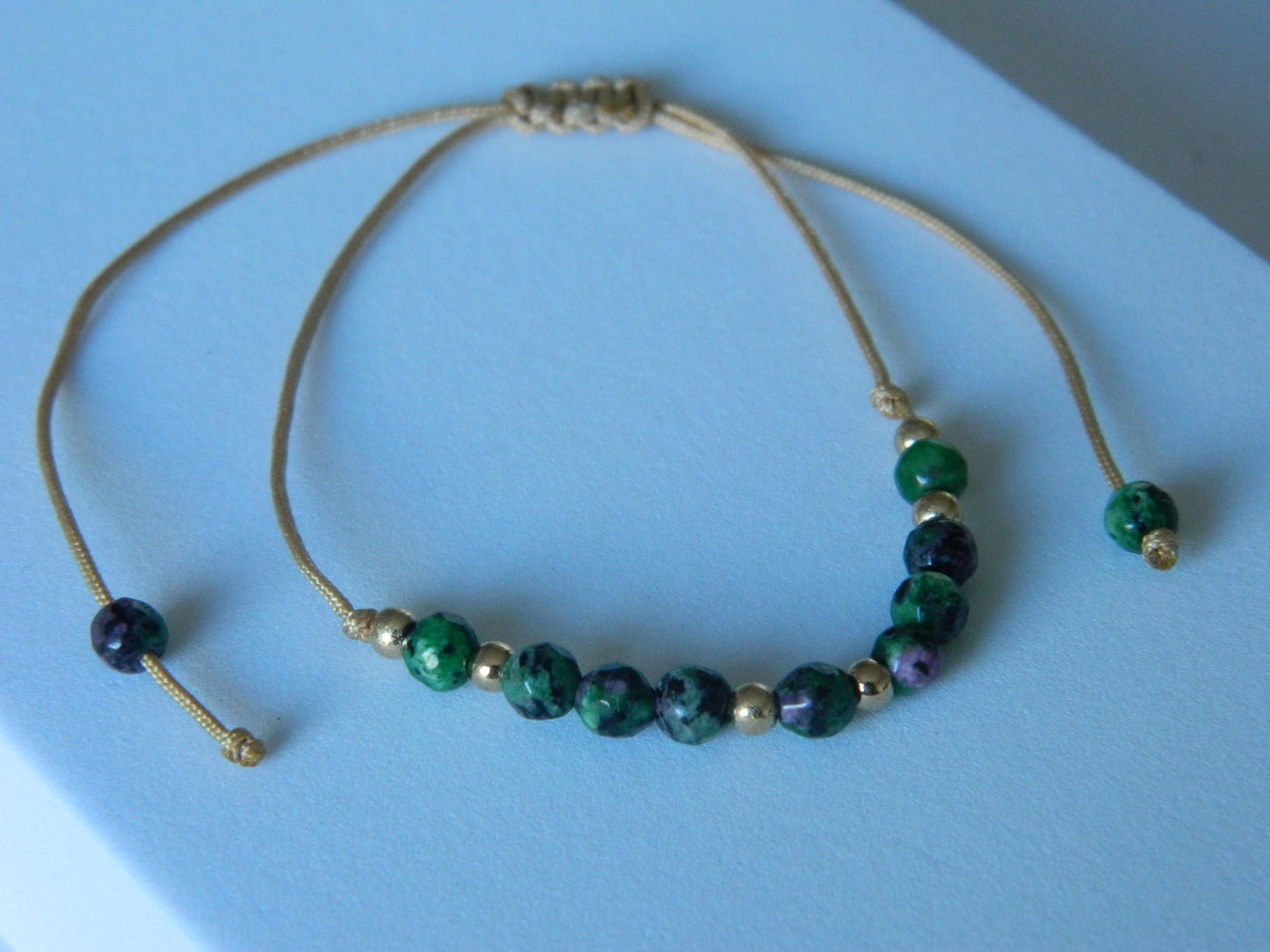 Beaded Wish Bracelet-Dark Green.