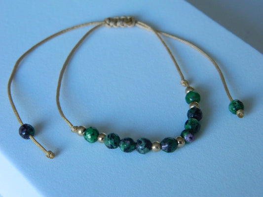 Beaded Wish Bracelet-Dark Green.