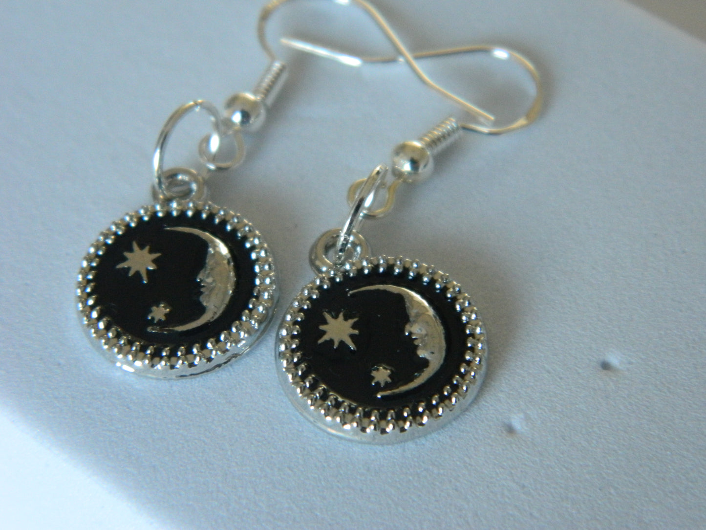 Maggie- Moon Dangles-Black and Silver.