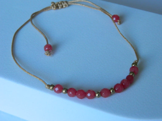 Beaded Wish Bracelet- Pink.