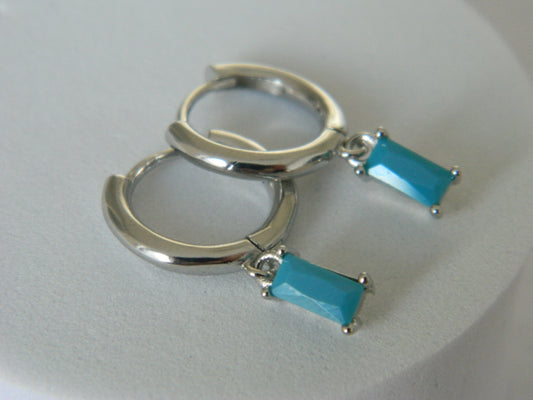 Bella Blue Hoops-Silver.