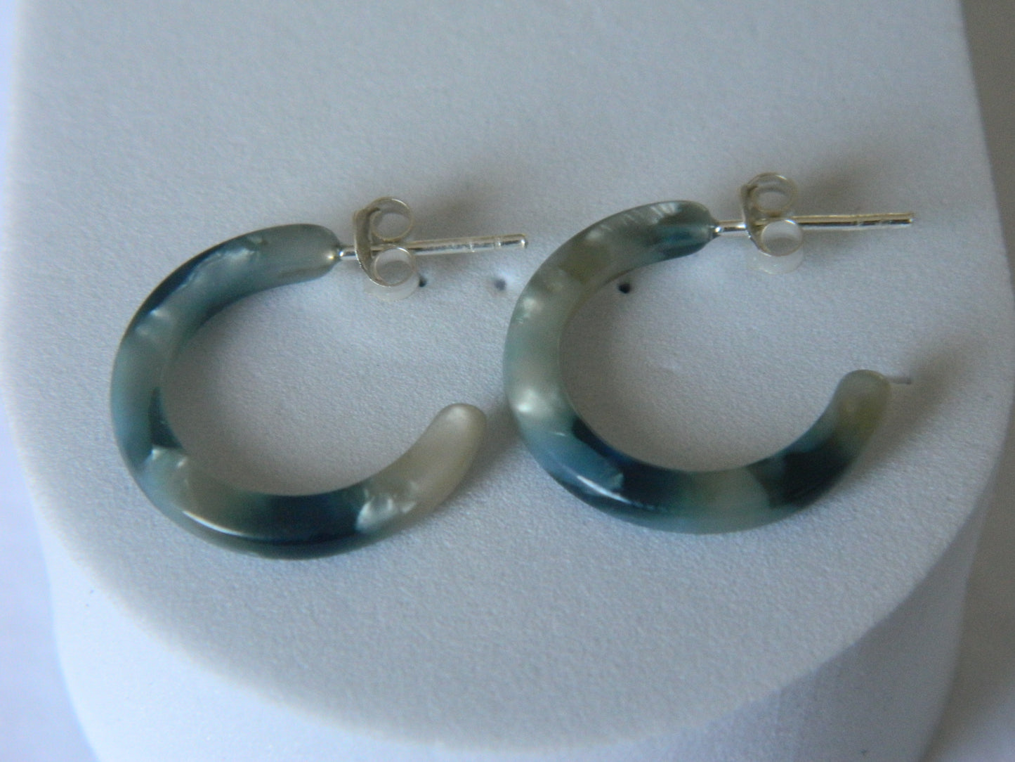 Acrylic Half Hoops- Grey and White.