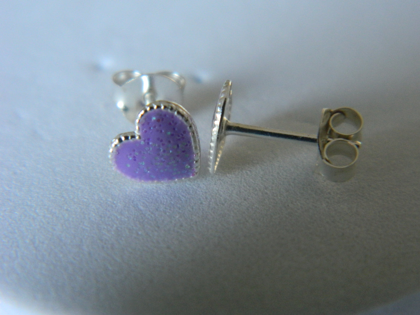 Holly Heart Studs-Purple.