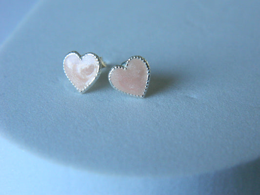 Holly Heart Studs-Baby Pink.