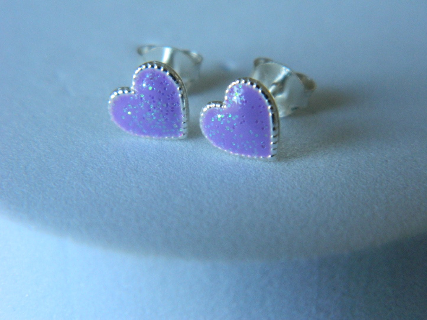 Holly Heart Studs-Purple.