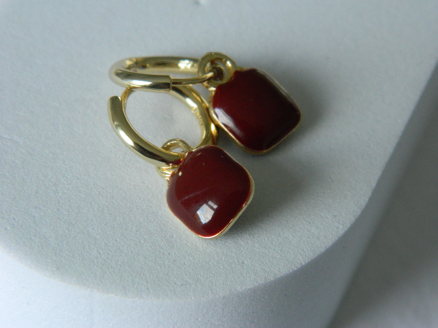 Darcy Deep Red Enamel Hoops.