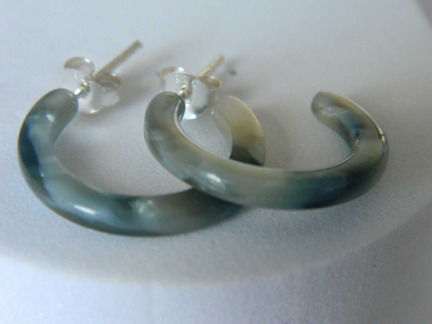 Acrylic Half Hoops- Grey and White.