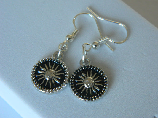 Sienna- Sun Dangles-Black and Silver.