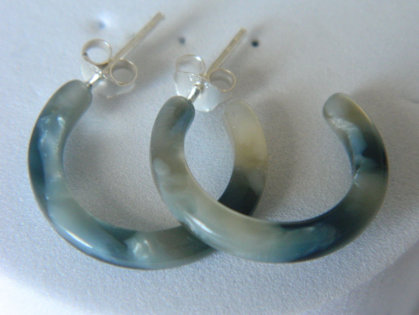 Acrylic Half Hoops- Grey and White.