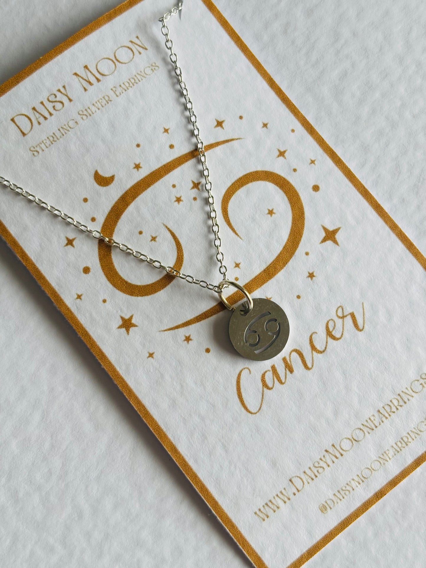 Cancer star sign necklace- Silver