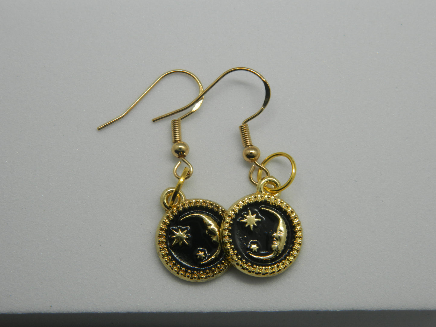 Maggie Enamel Moon Dangles-Gold.