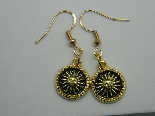 Sienna-Enamel Sun Dangles-Gold.