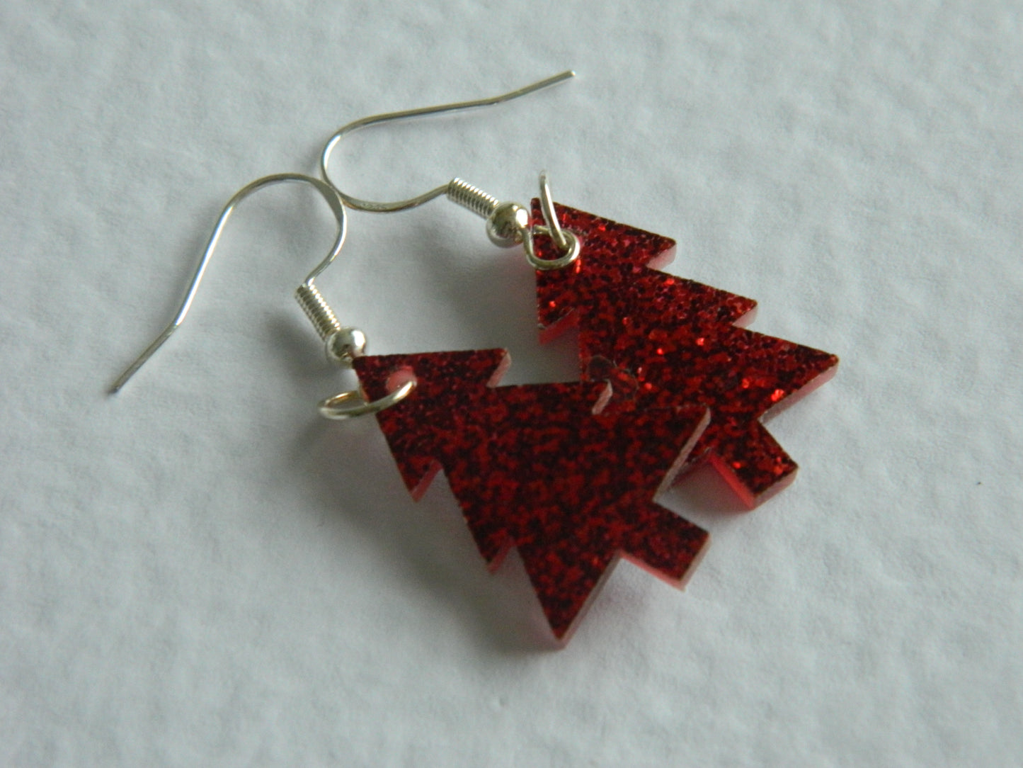 Red Glitter Christmas Tree Dangles.