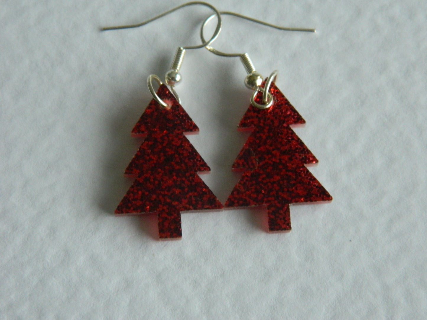 Red Glitter Christmas Tree Dangles.