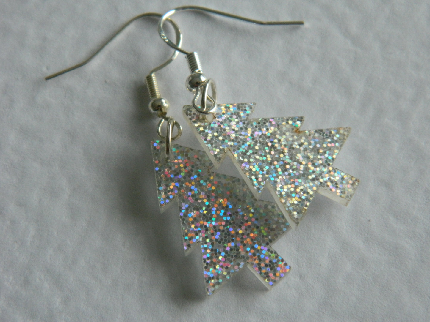 Clear Glitter Christmas Tree Dangles.