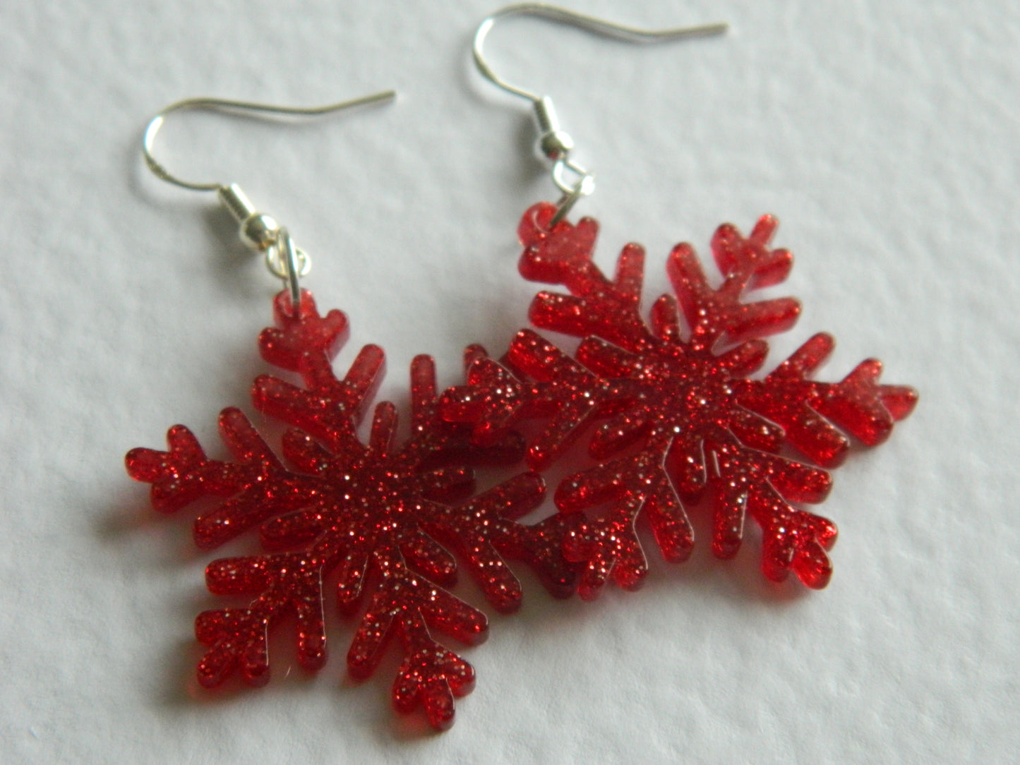 Red Sparkle Snowflake Dangles.