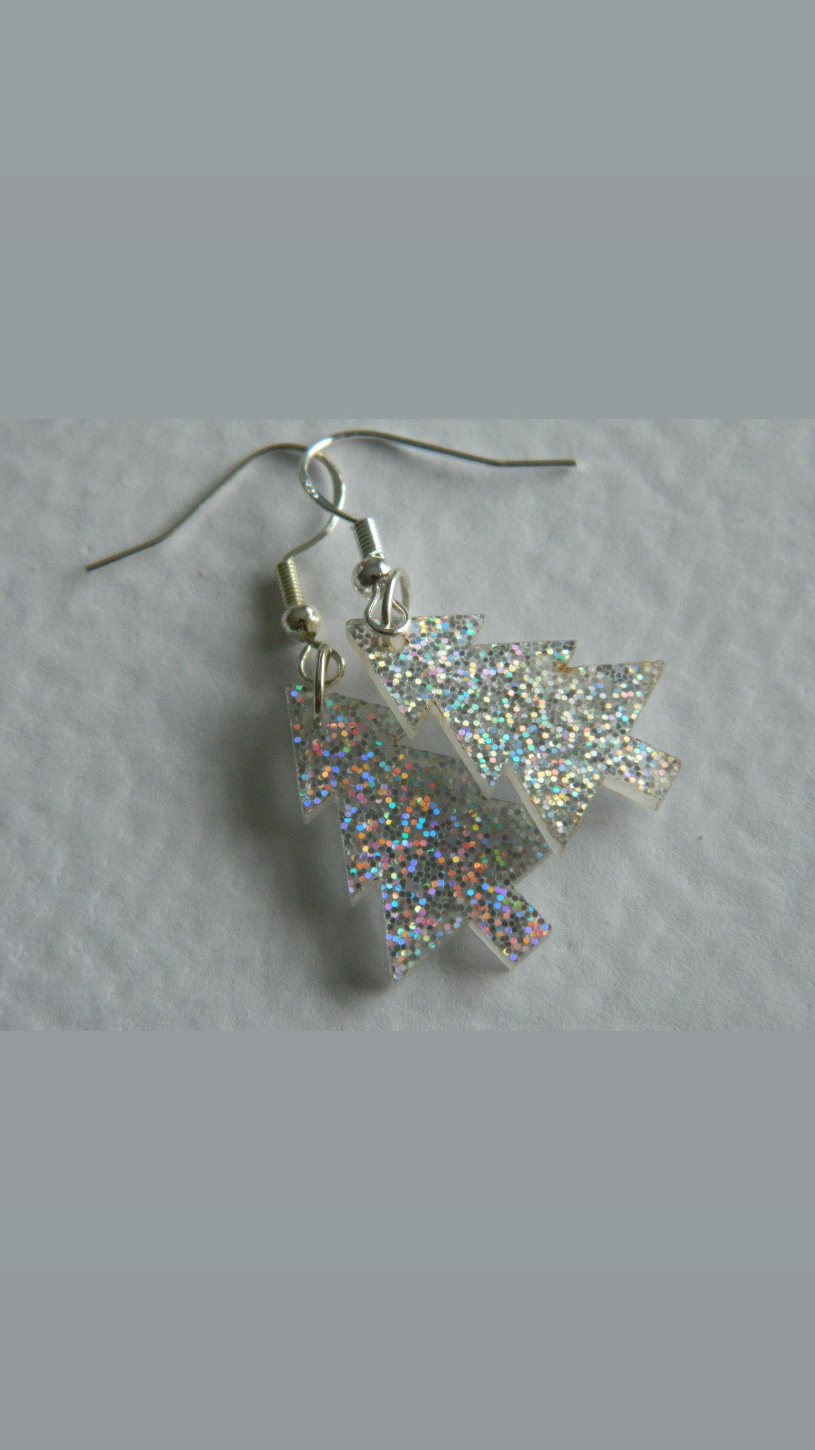 Clear Glitter Christmas Tree Dangles.