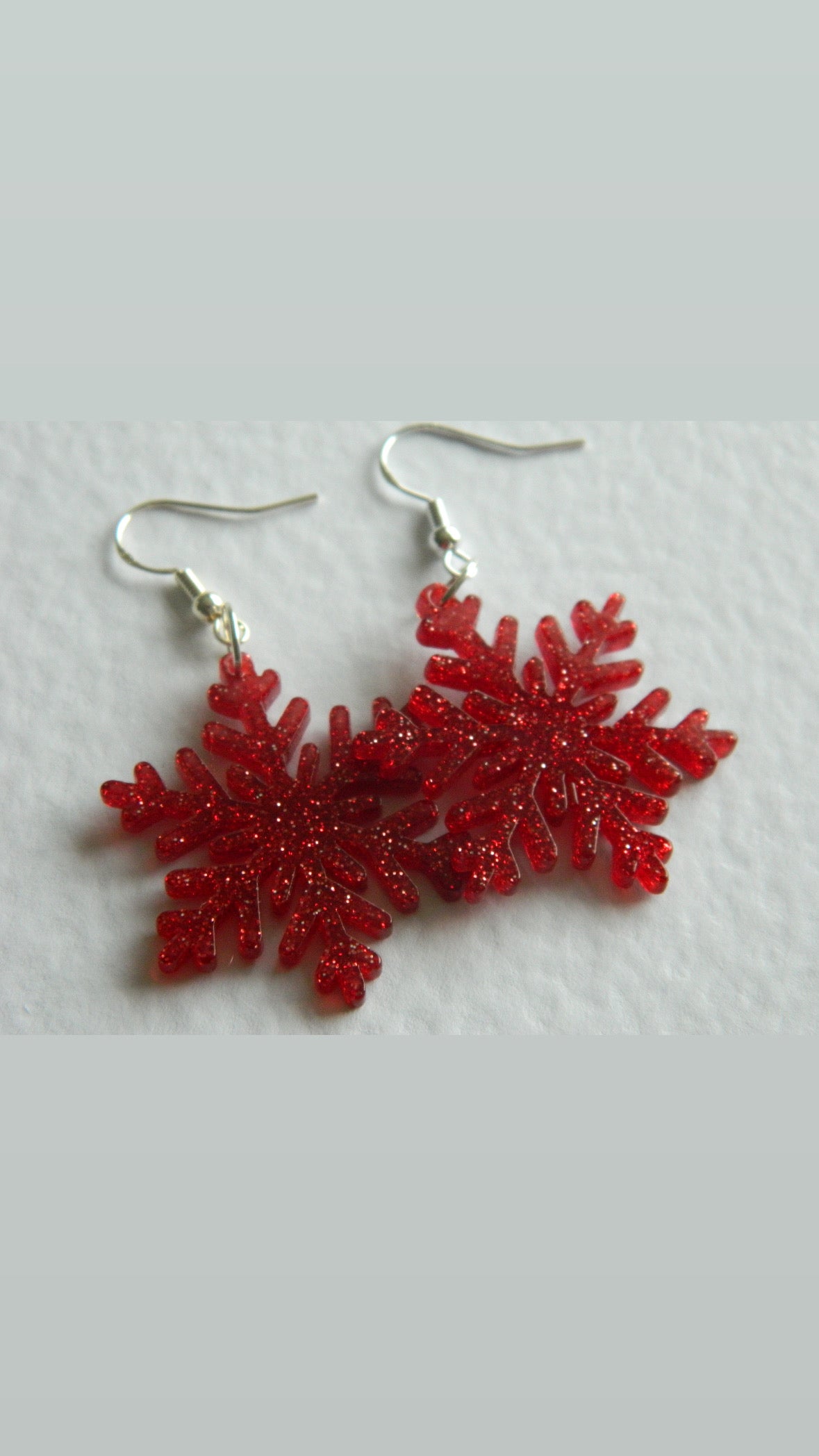 Red Sparkle Snowflake Dangles.